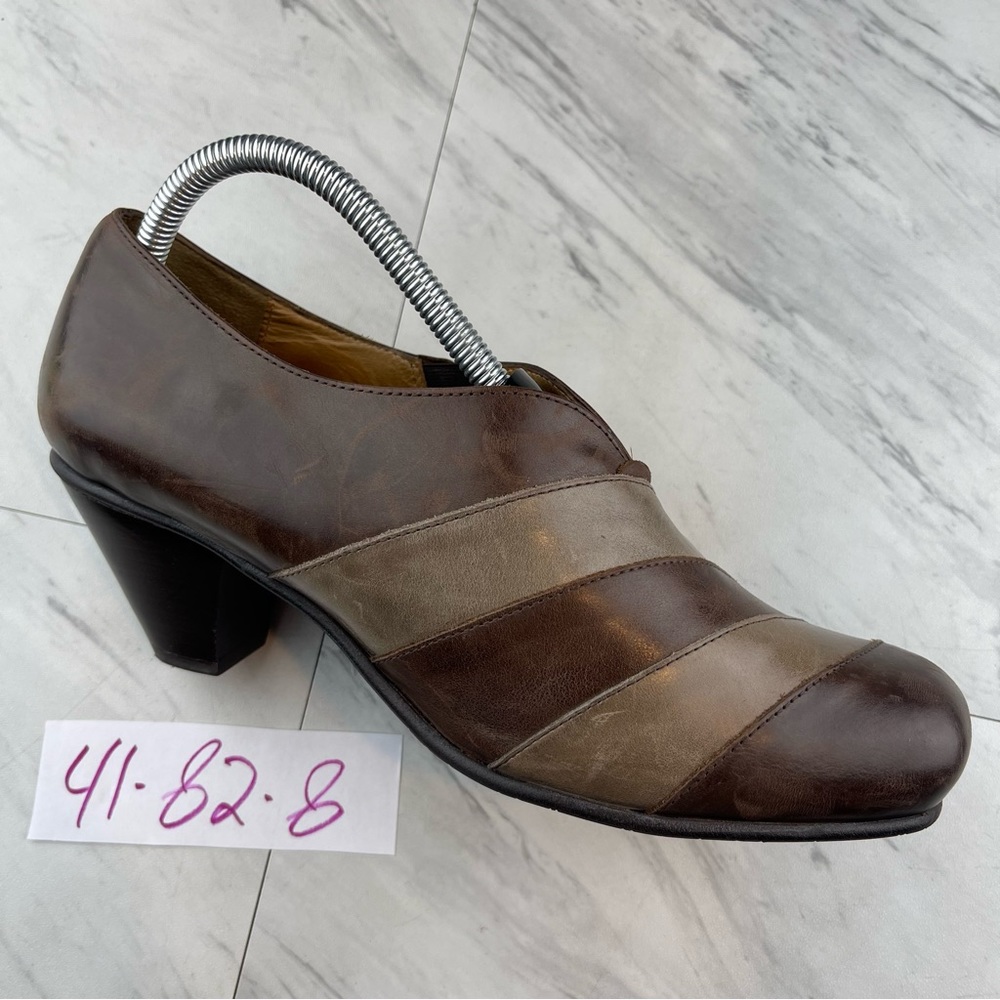 - Fidji Leather Portugal Heels Womens Shoes Size 41 / 10.5 Brown Taupe